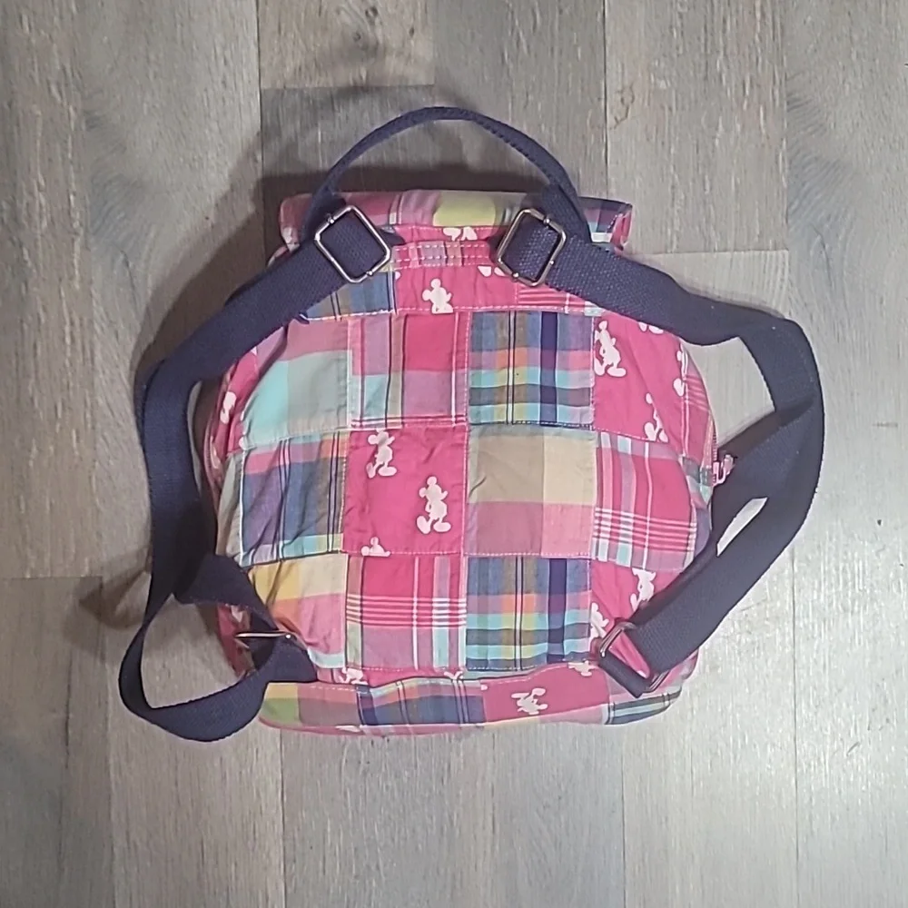 Disney Store Madras Patchwork Mickey Mouse Backpack Purse - Authentic